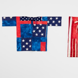 Tachrichim 1 -  burial shroud, cotton vintage American flags, 43x70